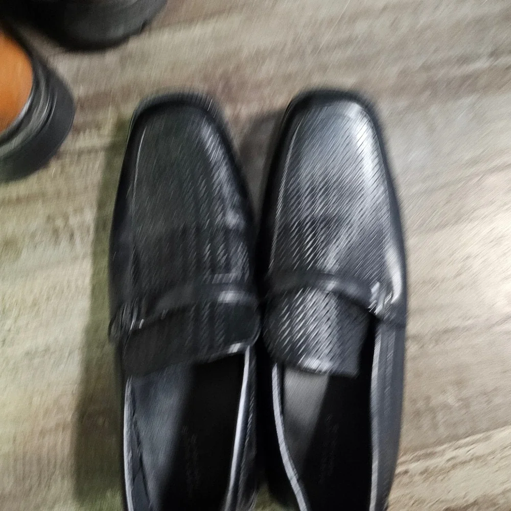 Perry Ellis Portfolio Justin Black Woven Square Toe Loafers Mens Size 6 55255